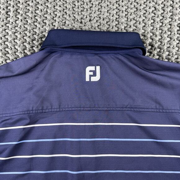Footjoy Mens Polo Size Large (Lot Of 2) White & Blue Striped, Embroidered sleeve - Picture 15 of 16